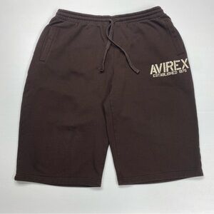 Vtg Avirex Est 1975 Brown Graphic Spellout Sqeat Shorts Size 2XL